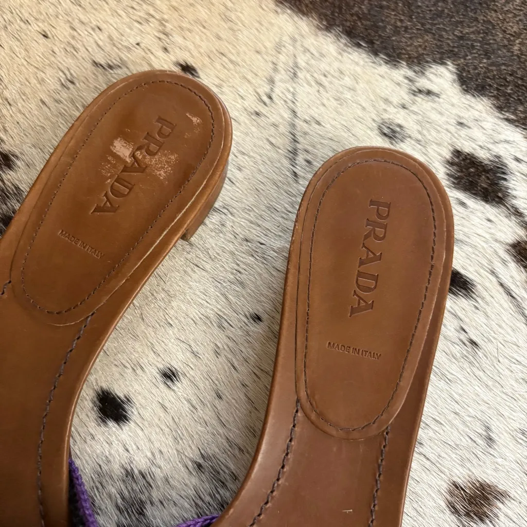 Prada  Green Suede Leather Slides Sandals Size 40 NWOT - Image 2