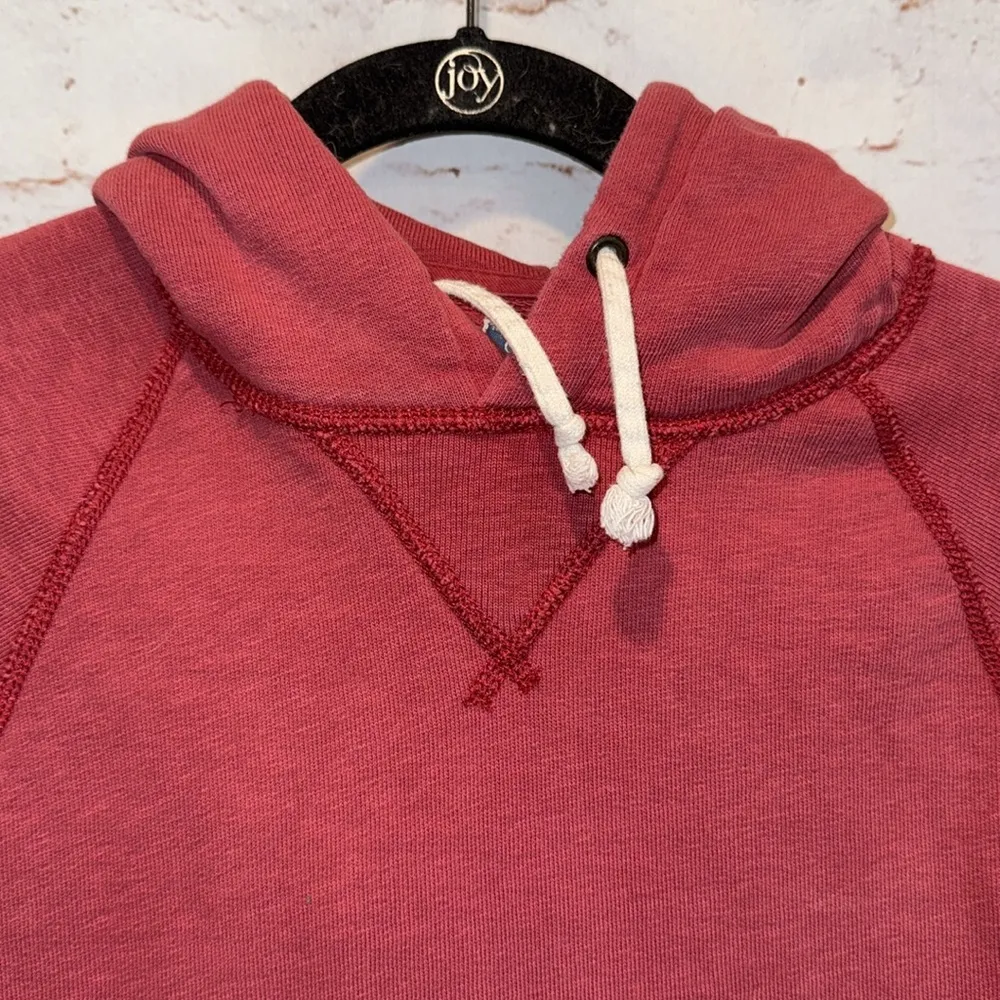 J Crew Sweatshirt Womens Small Heritage Vintage Fleece Hoodie Red Cotton - Image 2