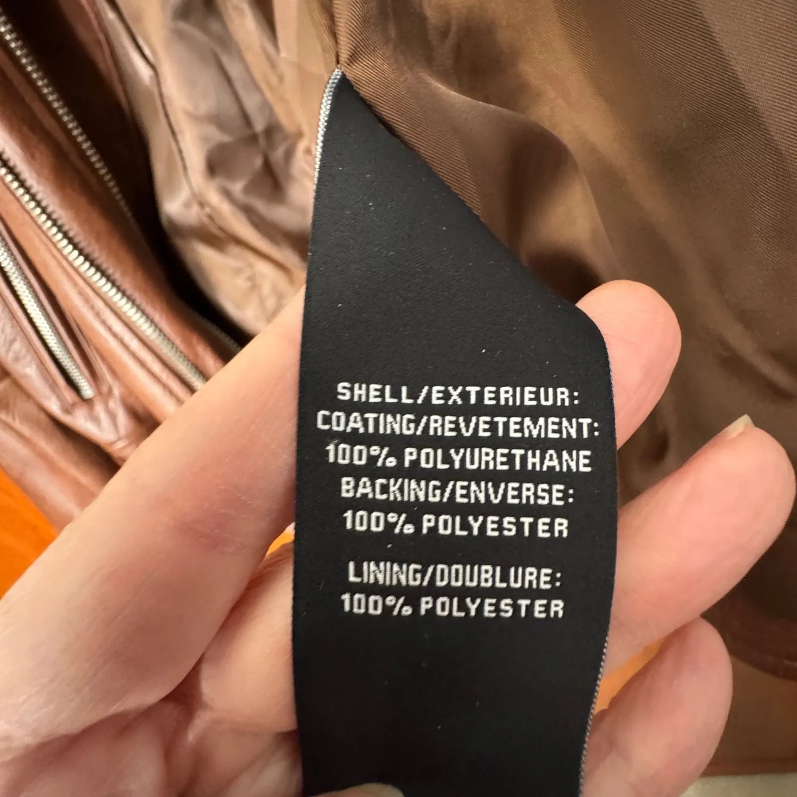 7FAM Faux Leather Moto Jacket Brown Asymmetrical Zip Women L Biker Chic PunkRock - Image 14