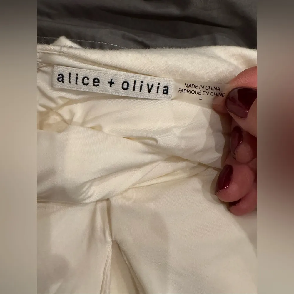 ALICE + OLIVIA Suellen Wool Cream Ecru Halter Neck Maxi Dress Size 4 - Image 3