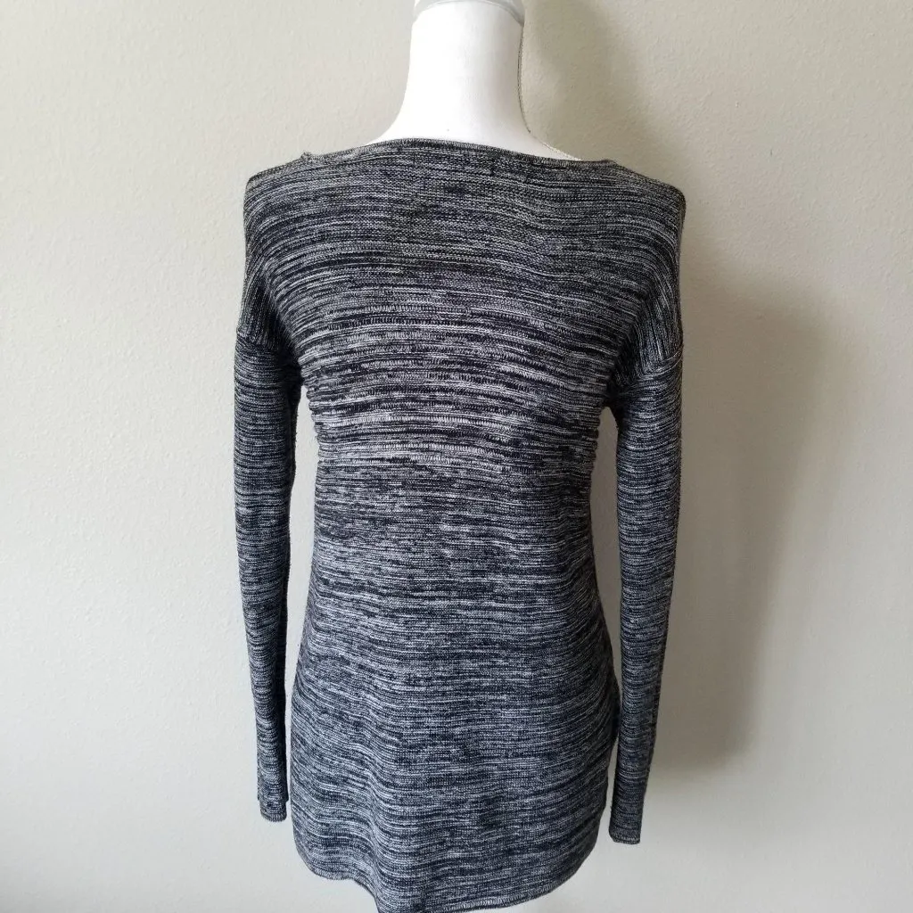 Ellen Tracy Womens Gray Black Space-Dye Knit Long Sleeve Top M - Image 3