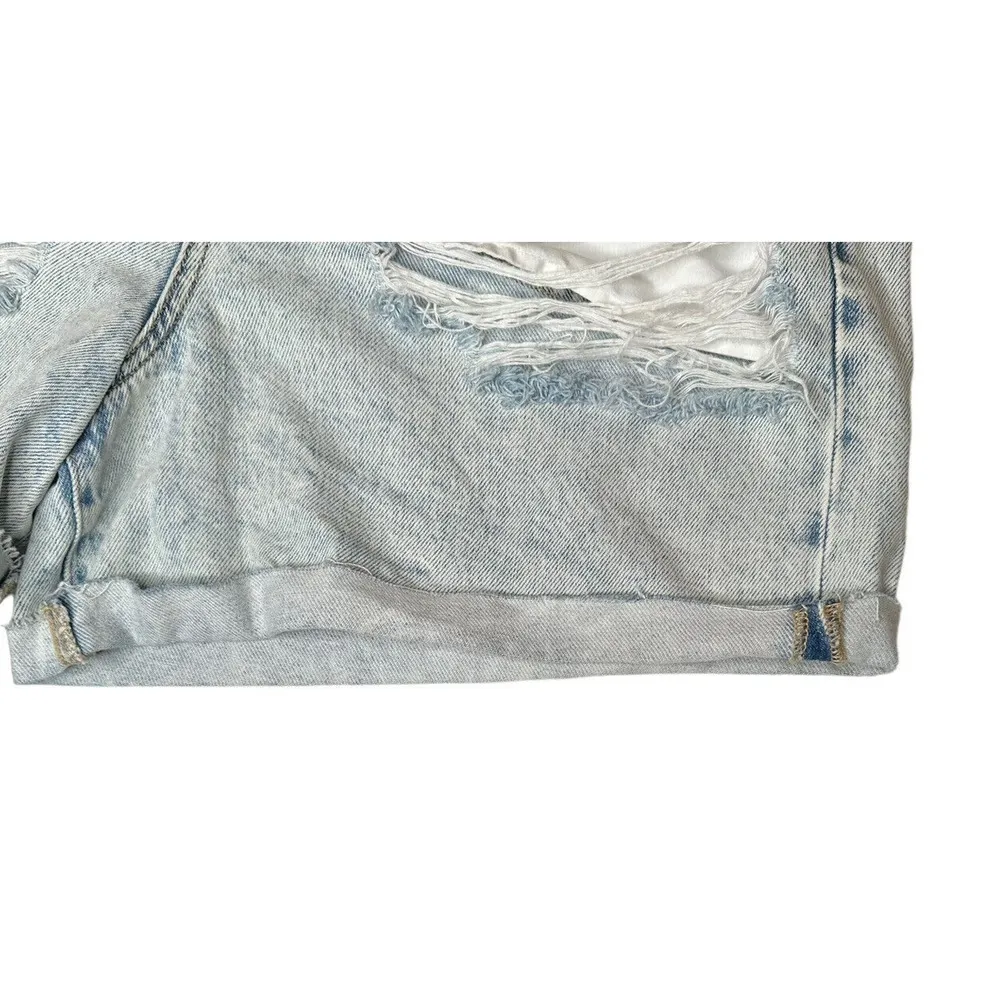 NEW American Eagle Womens Mom Jean Shorts Light Wash Distressed High Waist 16 - Image 2