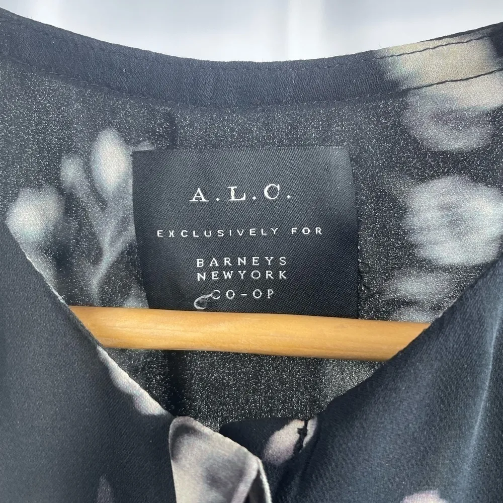 A.L.C. Silk Floral‎ Print Sleeveless Midi Dress in Black Size Small - Image 5