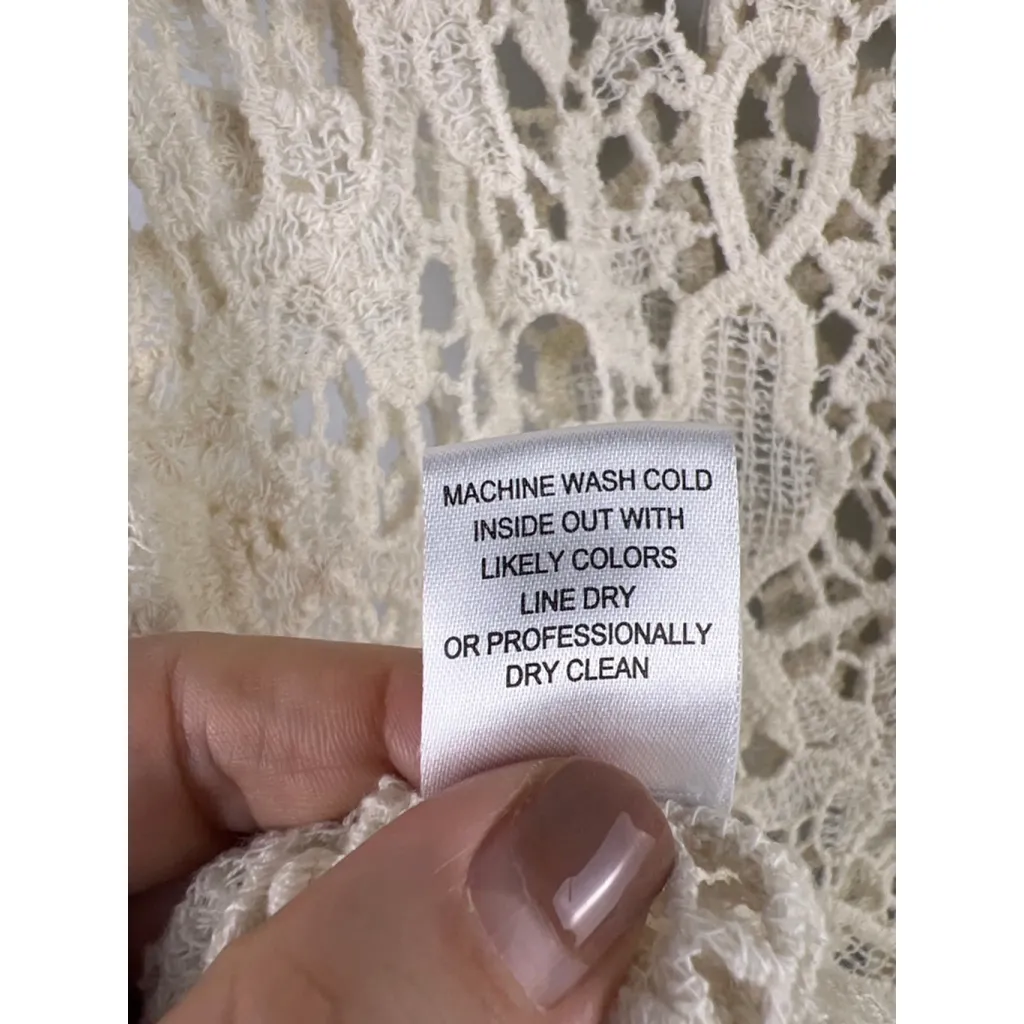 Grand & Greene Women’s Large Cream Crochet Lace Top 100% Cotton Boho Cottagecore - Image 7