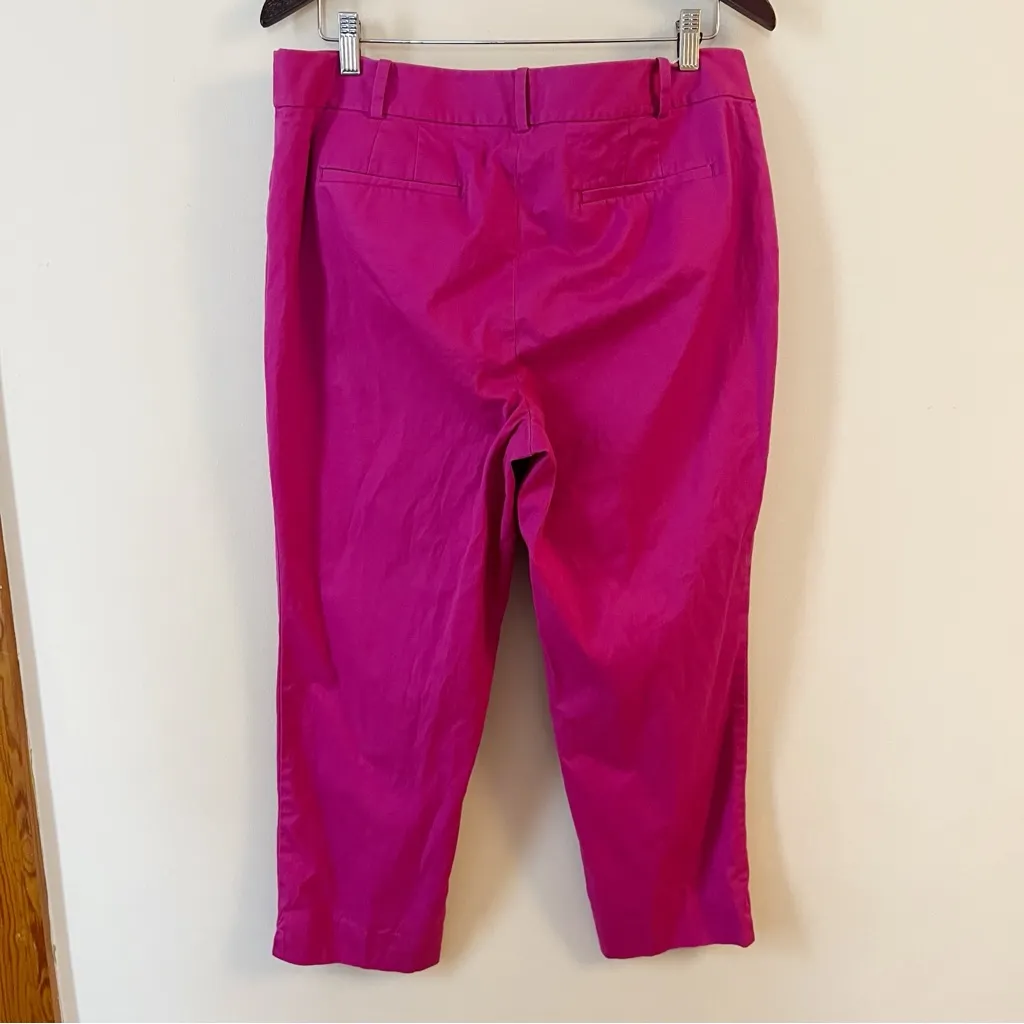 Talbots The Perfect Crop Curvy Fuchsia Pink Trouser Pants Tapered Leg Size 12 - Image 5