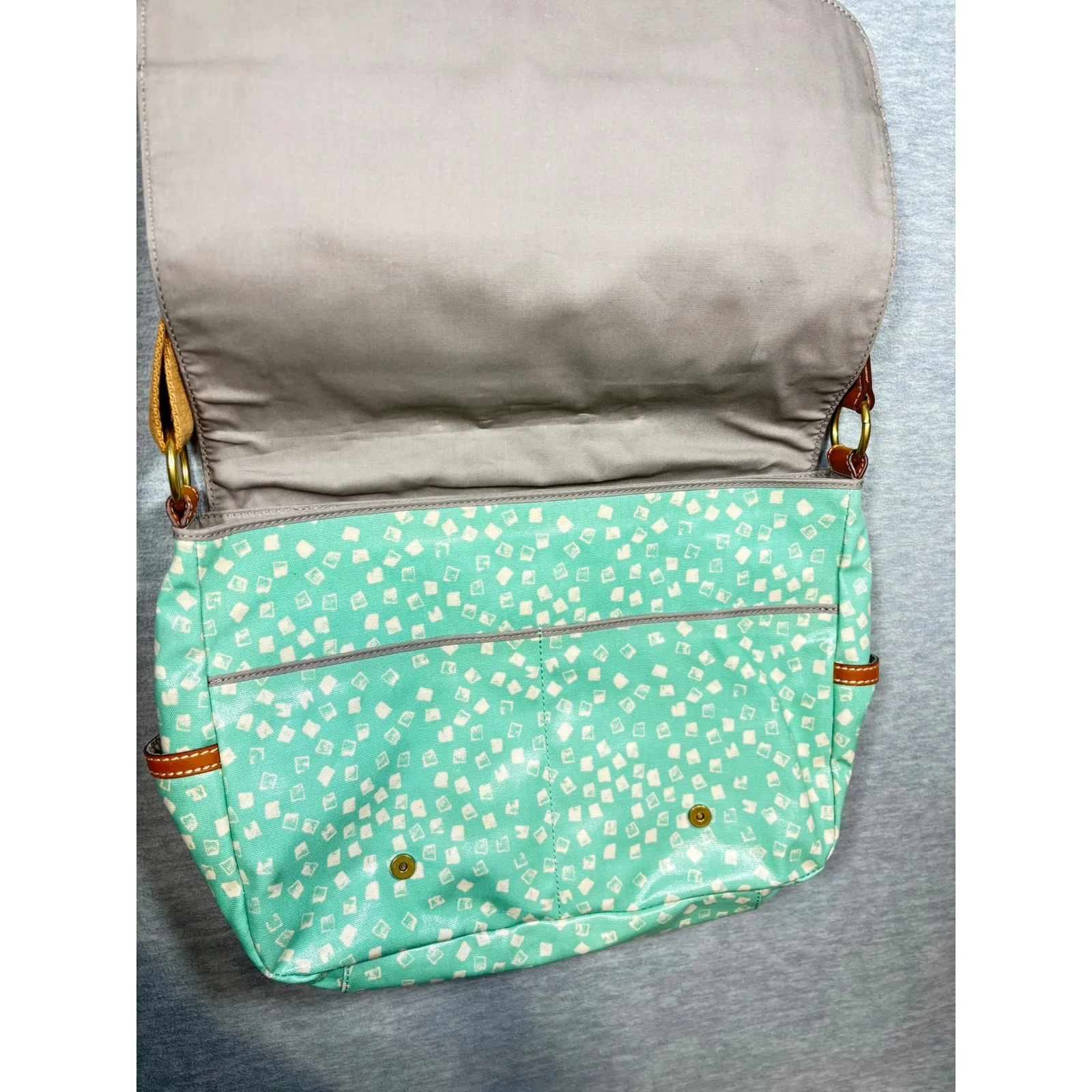 Fossil Crossbody Messenger Bag Green‎ Laptop Coated Laminated - Image 3