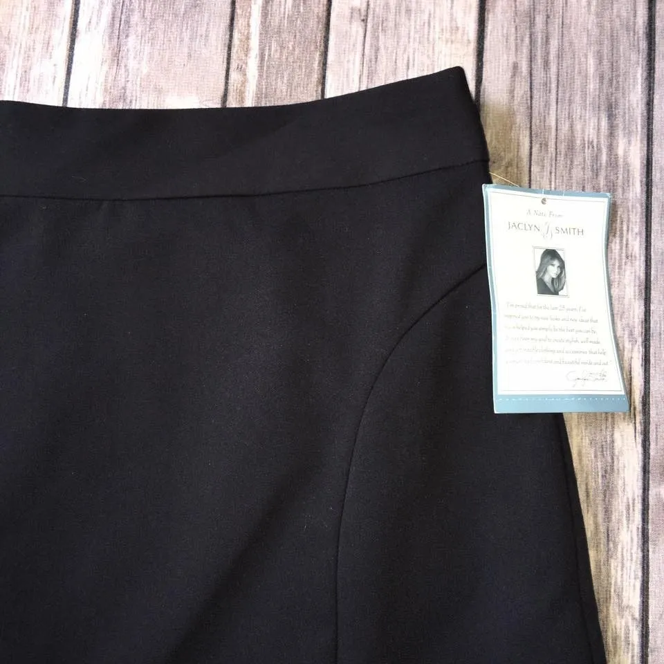 New Black Flared Suit Skirt Womens 10 M A Line Gored Jaclyn Smith Work Career - Image 2