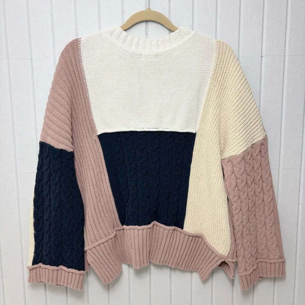 POL V-Neck Color Block Chunky Knitted Sweater Women’s Size M - Image 9