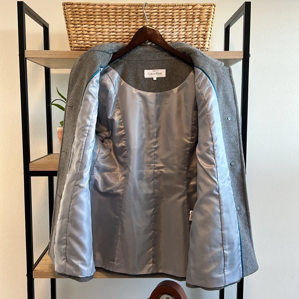 Calvin Klein Wool Blend Gray Pocket Peacoat, 14 - Image 8