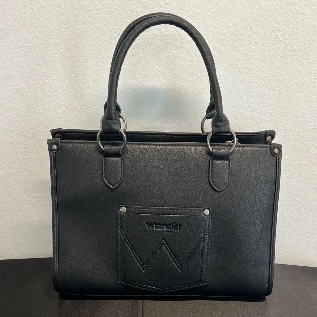 Wrangler | Black Tote w/ Embroidered Accents & Crossbody Strap - Image 6