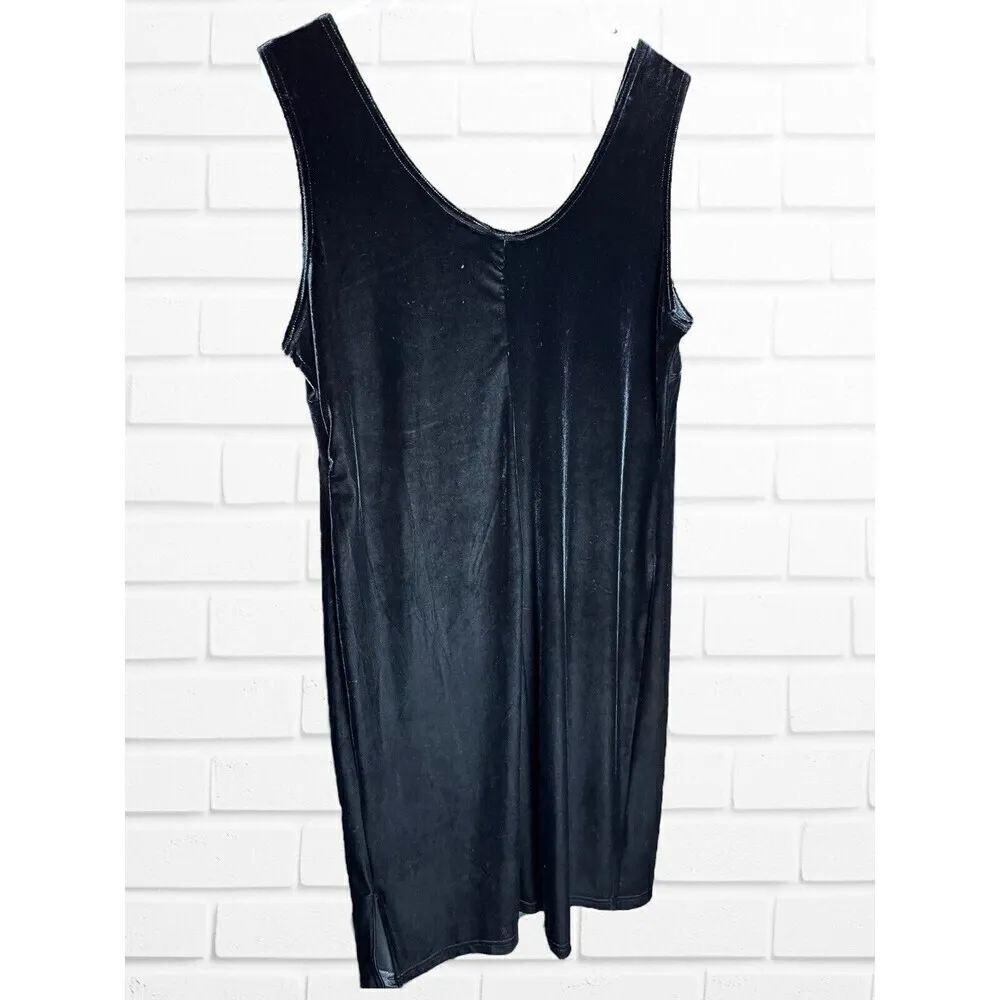 Vtg Danielle Casey Sears Women's Size 16W‎ Dress Velour Floral USA Gothic 90s Black - Image 8