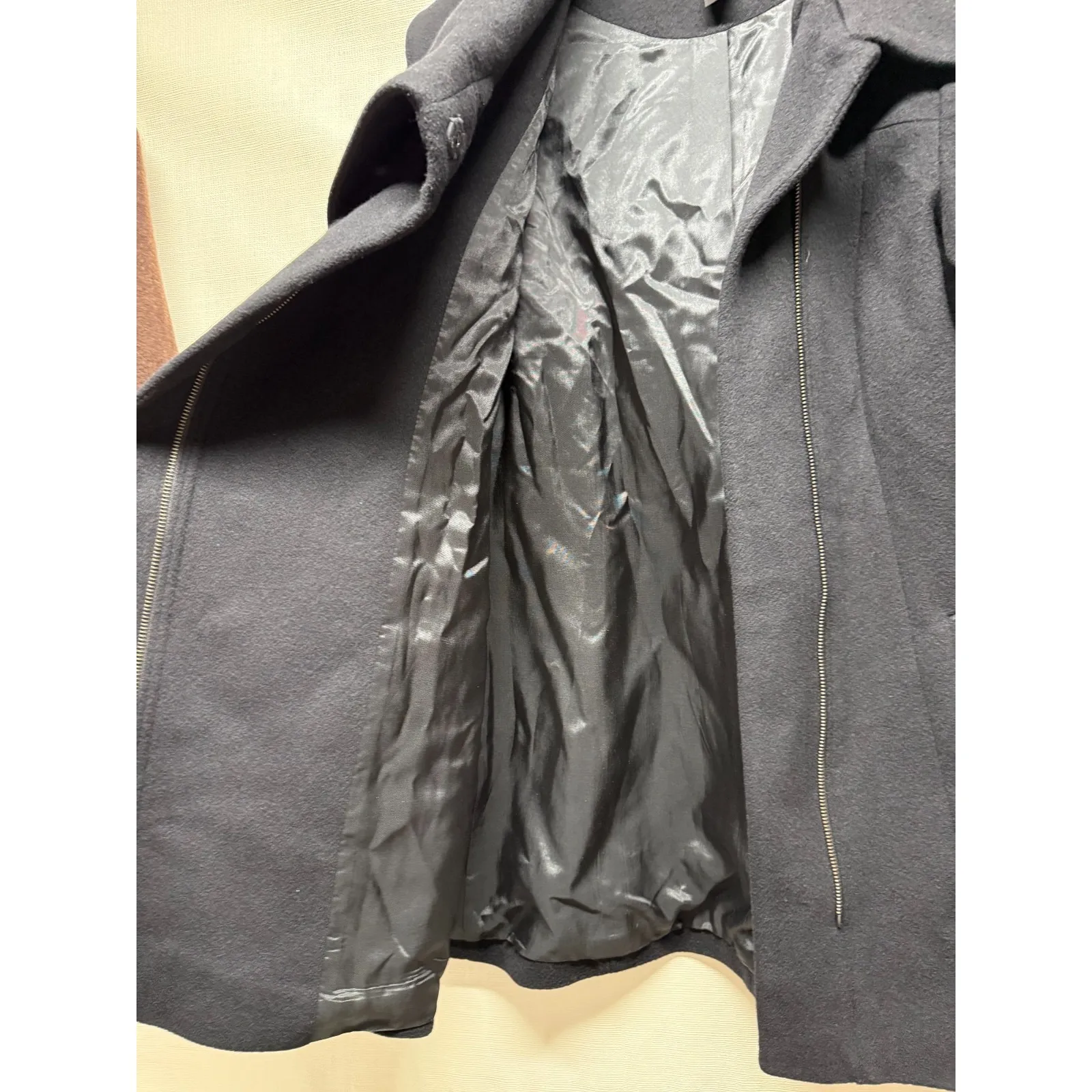 Saks Fifth‎ Avenue Wool Overcoat Women Sz 10 Black Preppy Academia Old Money - Image 4