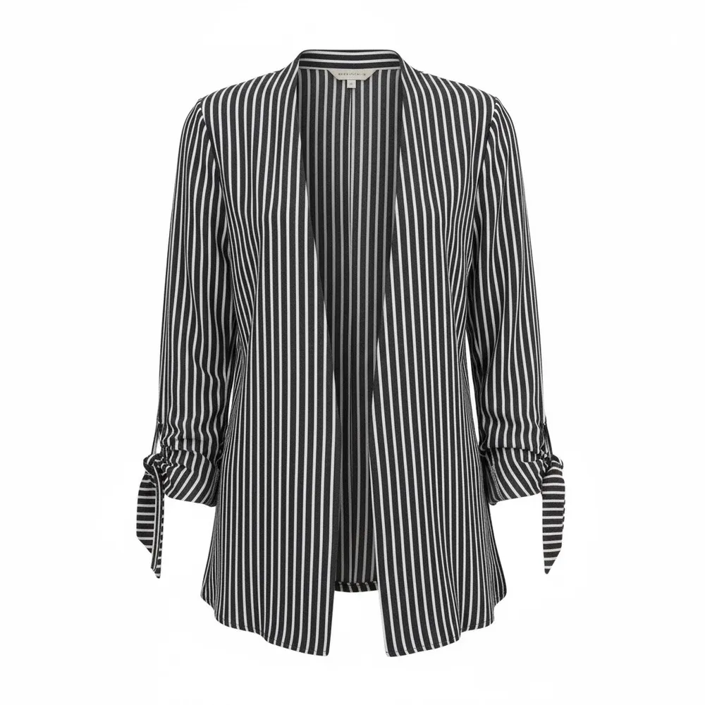 Nic & Zoe Striped Cardigan Medium EUC Navy White Open Front Coastal Preppy - Image 2