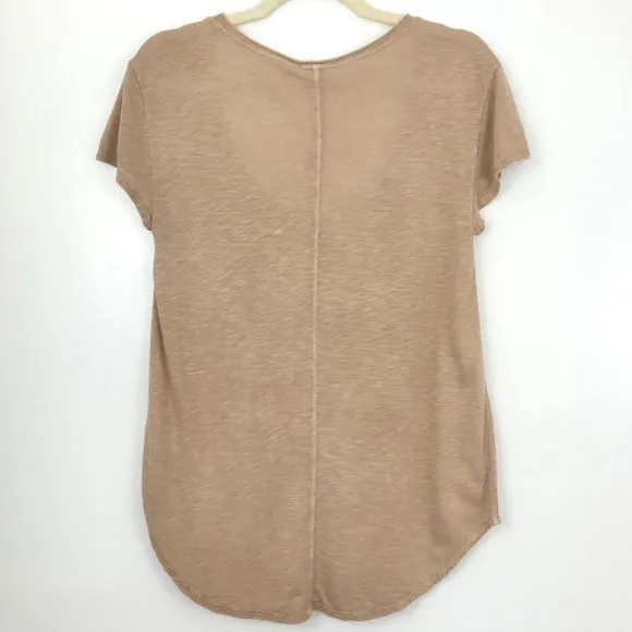 New  Short Sleeve Scoop Neck Niki Tee Slub Knit Dune Tan - Image 7