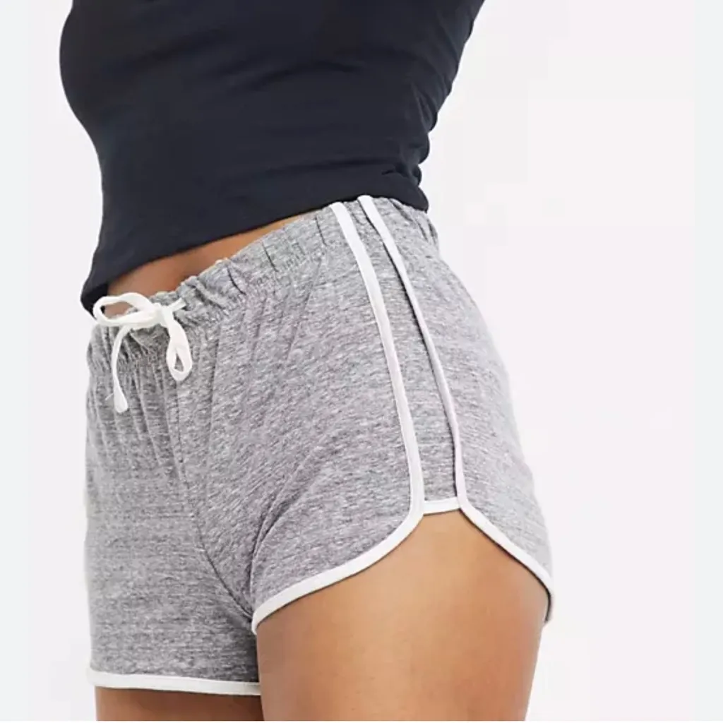 Topshop Double Stripe Runner Shorts in Gray Marl Size 6 - Image 2