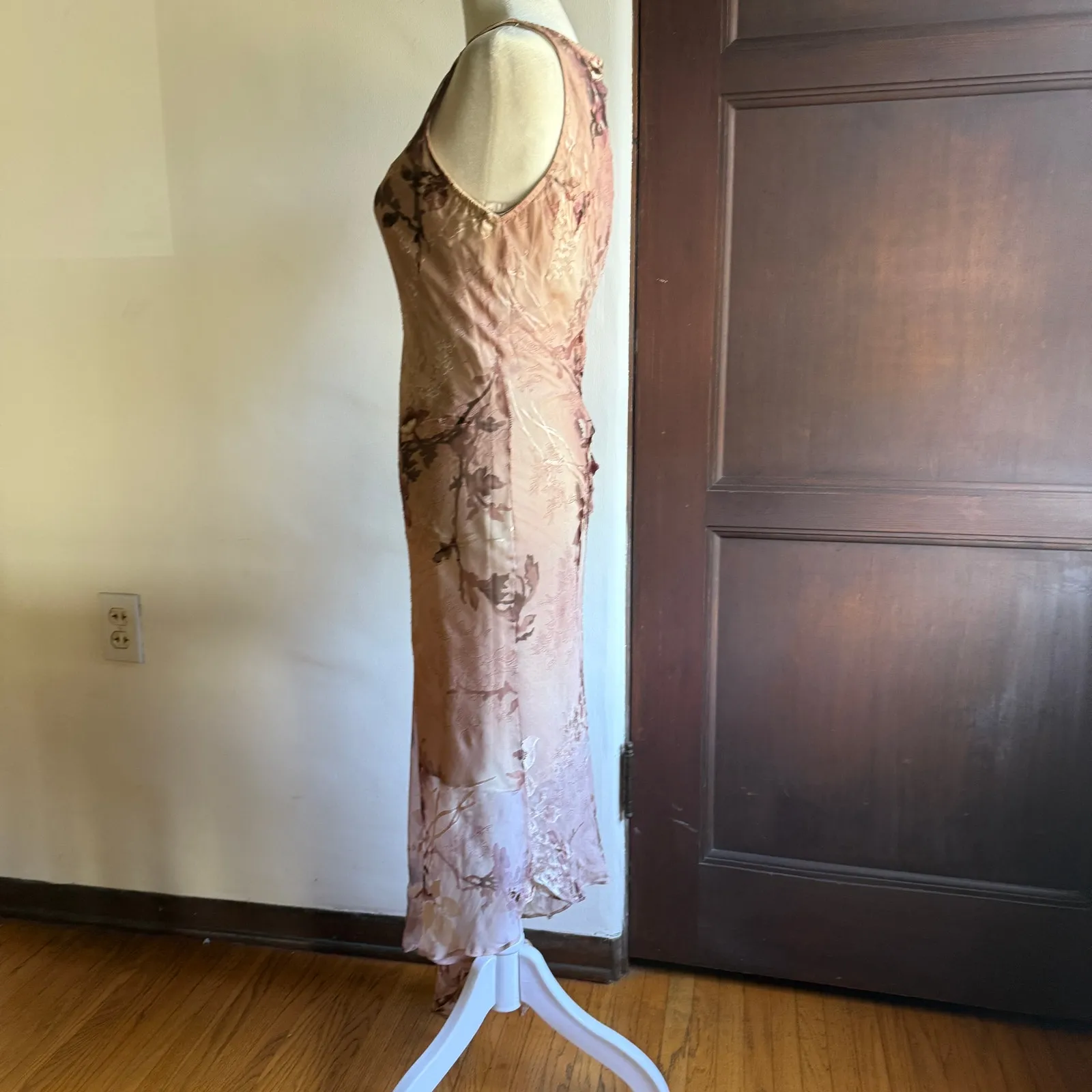 ALEXIA ADMOR | Y2K Style Burnout Silk Asymmetrical hem Mermaid Midi Dress Small - Image 3