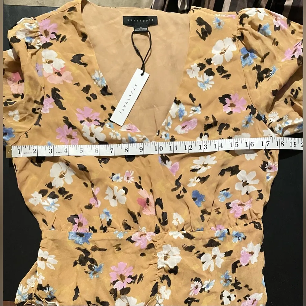 NWT Sanctuary Dreamer Georgette Floral Print Surplice V-Neck Puff Sleeve Size 6 - Image 8