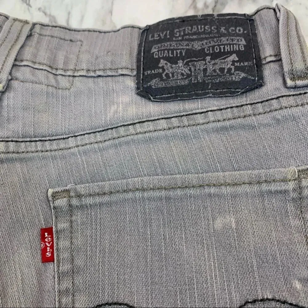 Levi's 511 Vintage Grey Gray White Ombré Denim Jean shorts waist size 27 - Image 7
