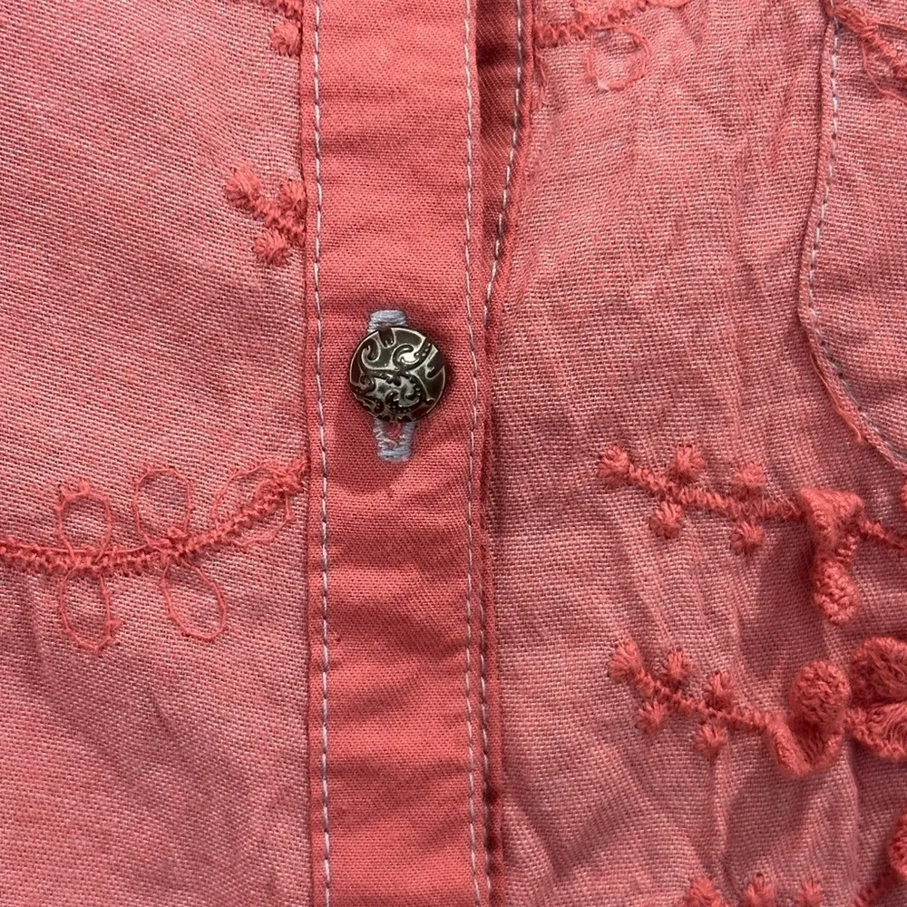 NWT Aratta Silent Journey Embroidered Button Up Top XS Coral Artsy Boho Festival Red - Image 6