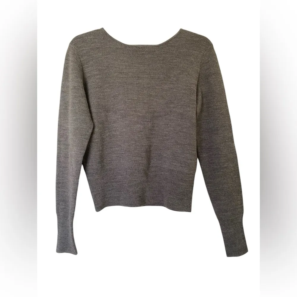 French Connection Juniper Rib Open Back Sweater Size Small Gray - Image 3