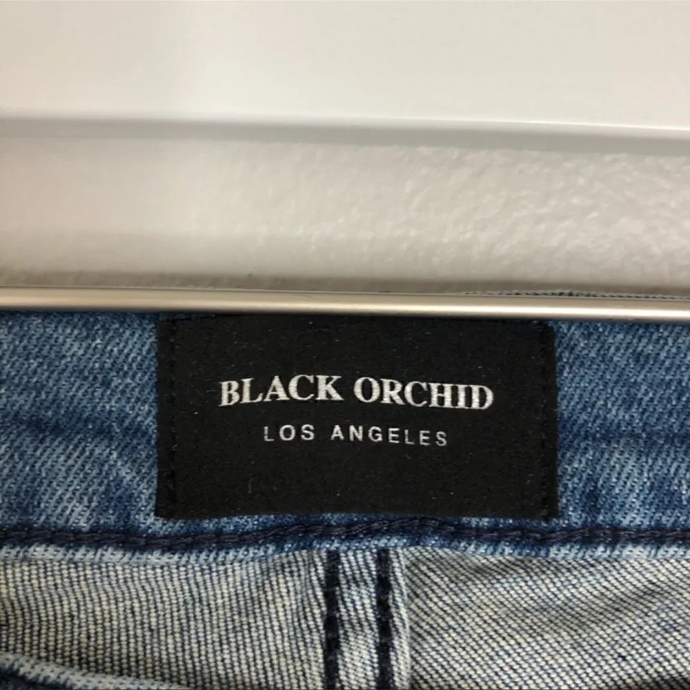 Black Orchid | Valencia Distressed Raw-Hem Bardot Straight-Leg Jeans - Women-NWT - Image 4