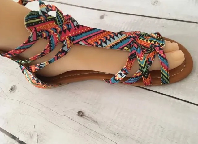 Bohemian Style Sandals, Size 10 Multiple - Image 6