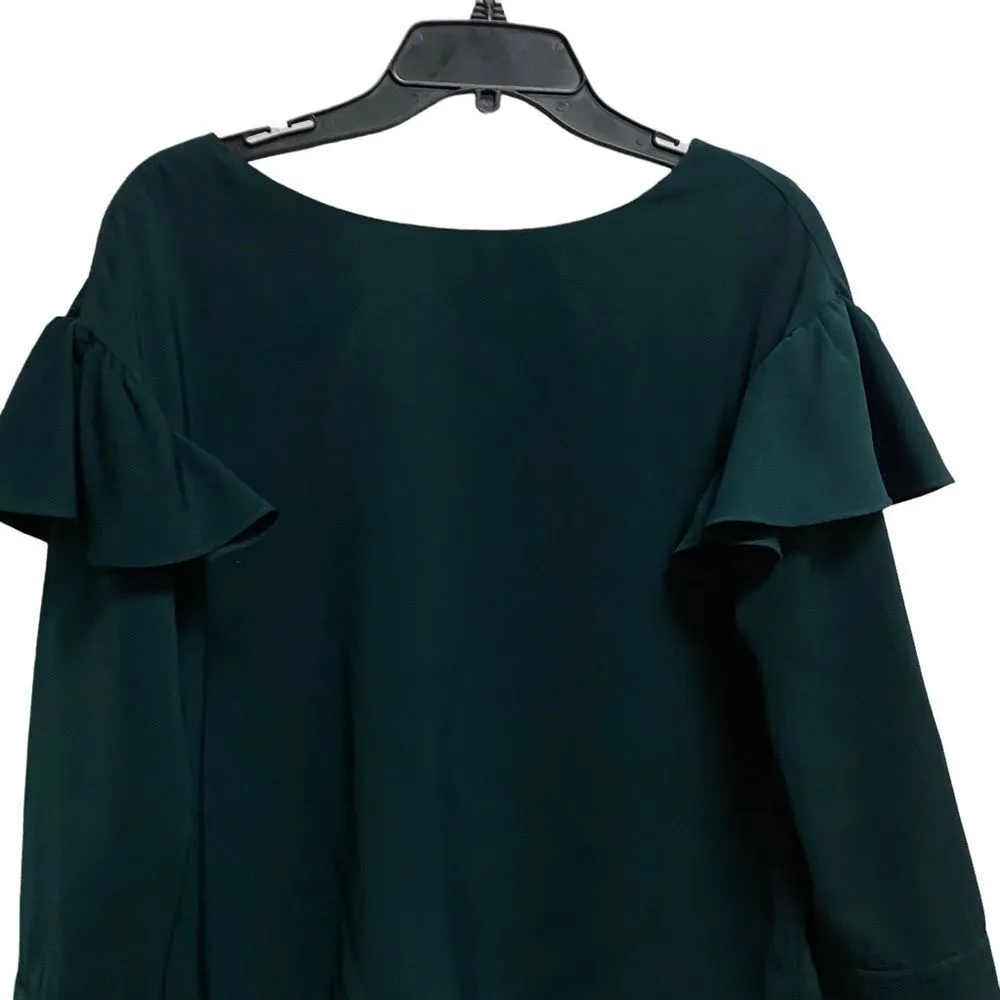 Women's J.O. A Ruffle Sleeve Top Green  Small - Image 11