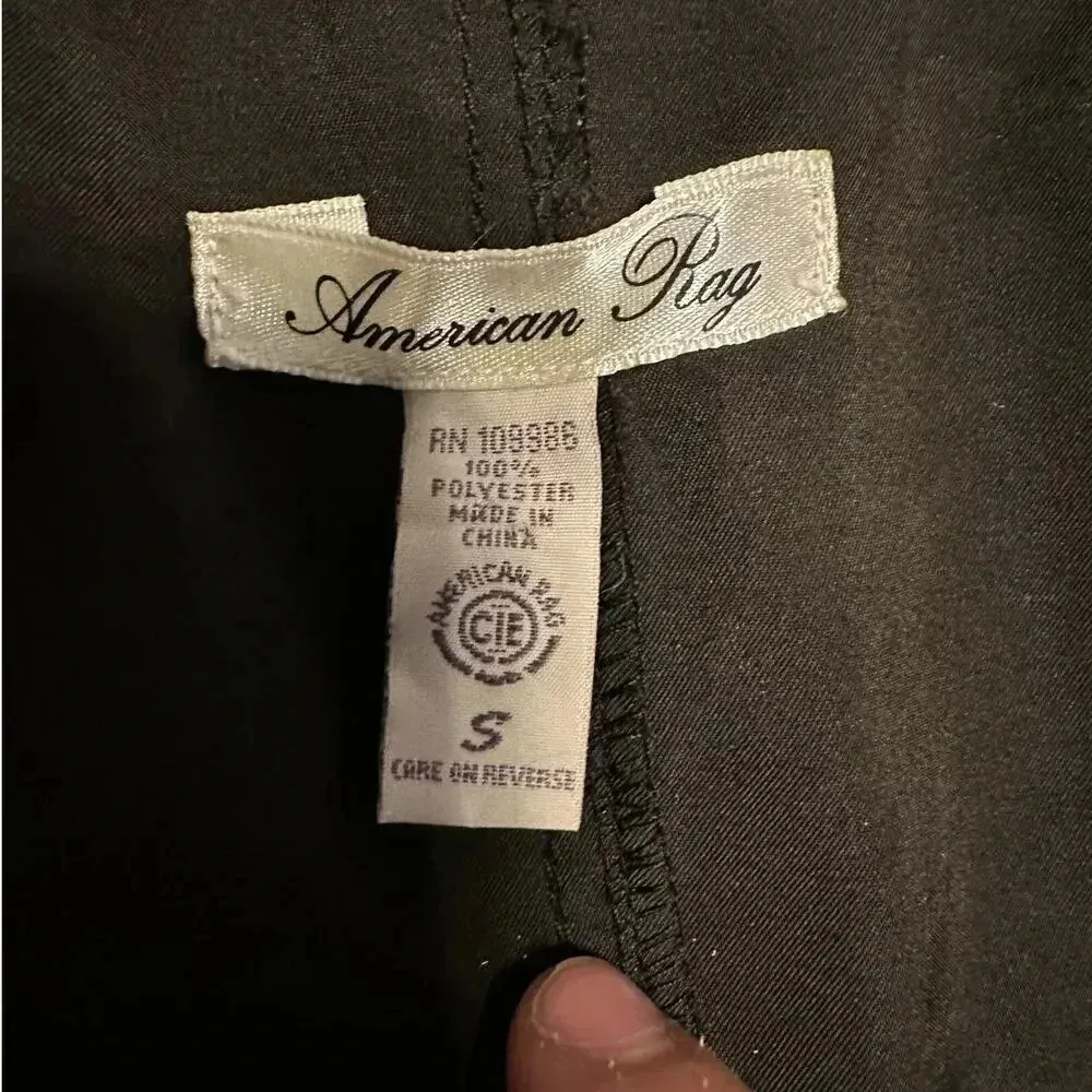 American Rag Satin Cropped Jacket Size Small Black Big Buttons - Image 3