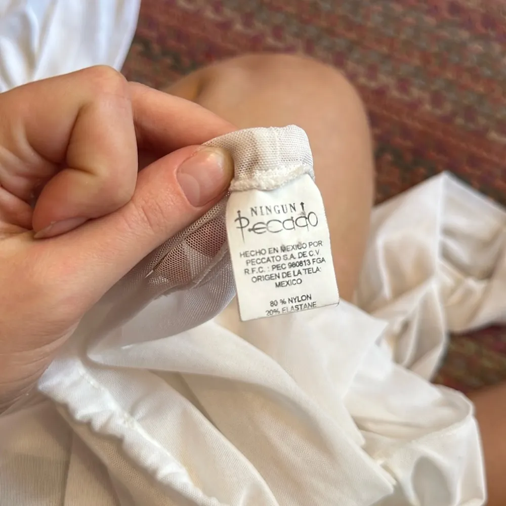 NINGUN PECADO WHITE SHEER MESH SWIM COVER UP BEACH RESORT WEAR PANTS Size L - Image 2