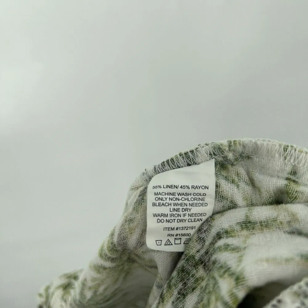 Briggs Linen Blend Pull On Shirts Palm Tree Print Cream Pockets Drawstring XXL - Image 10