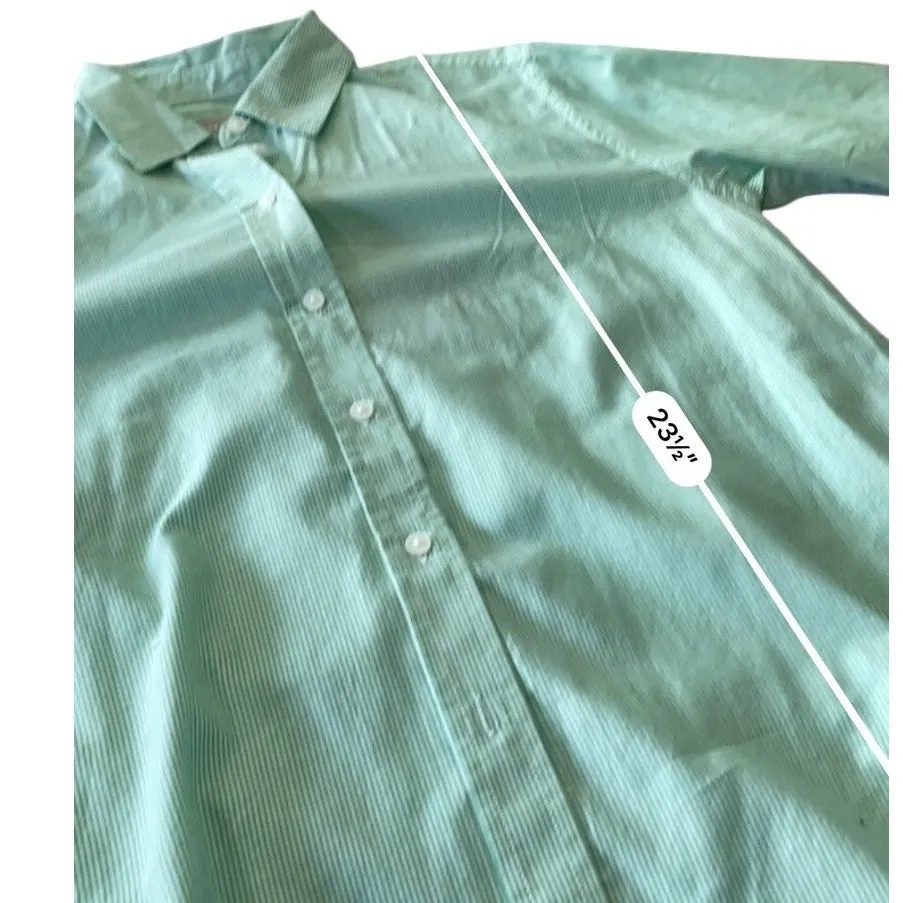 Everlane The Relaxed Fit Oxford Shirt Women New Green Pinstripe Button size 00 - Image 8