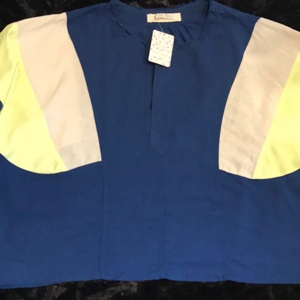 Free People We the Free Beating Hearts Drawstring Top in Blue Alpine sz sm NWT - Image 5