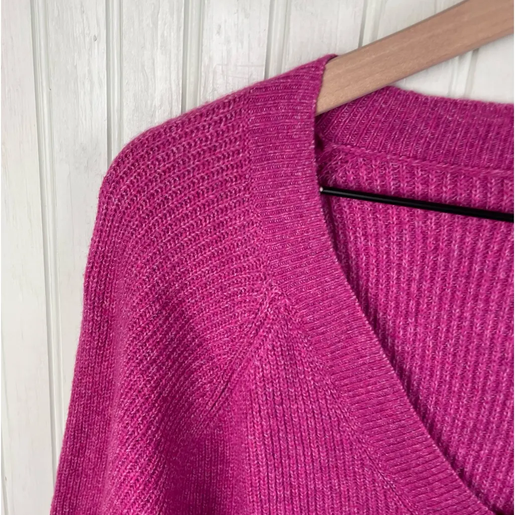 Old Navy V-Neck Melange Shaker Stitch Cocoon Pullover Sweater Berry Pink Medium - Image 6