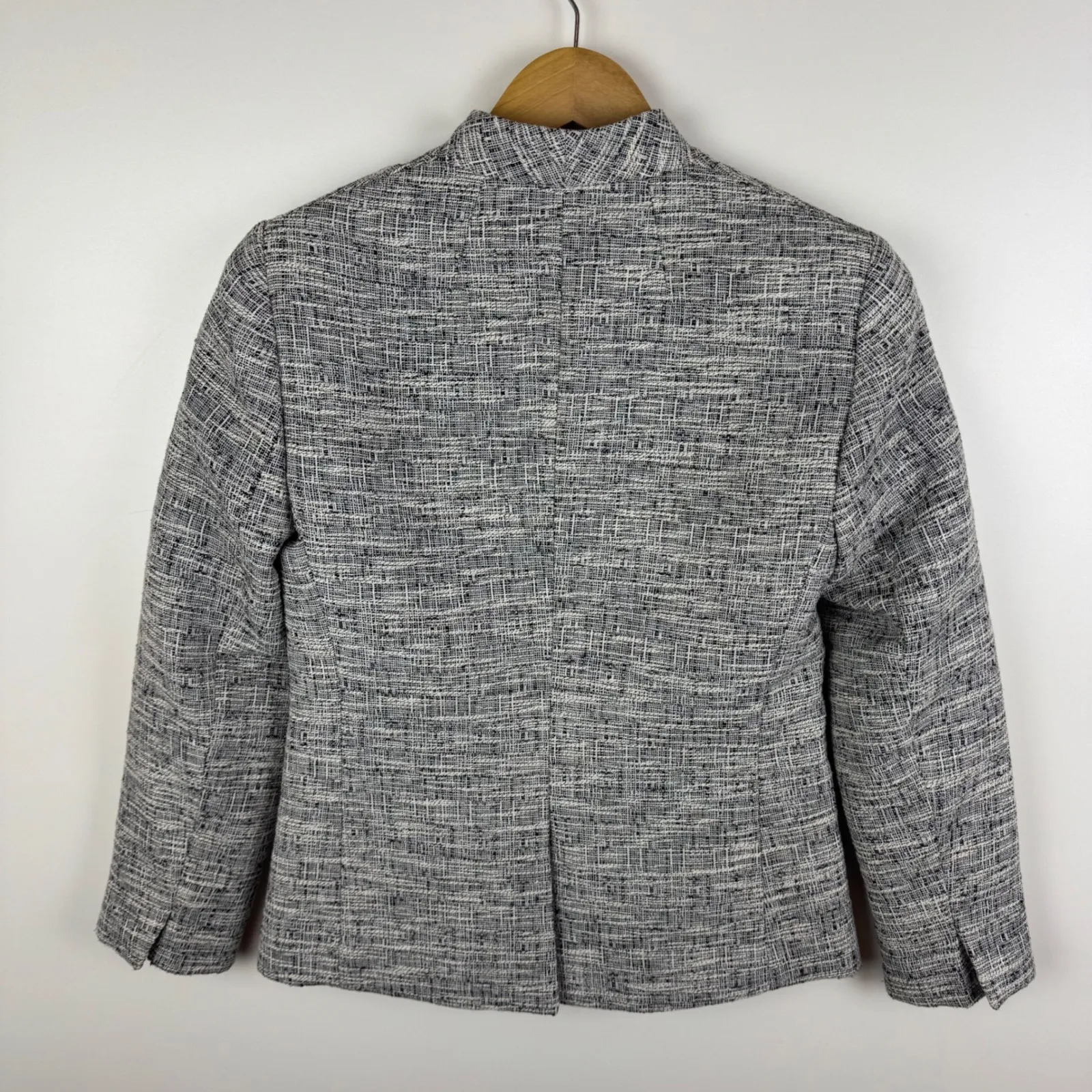 J Crew‎ 365 Going Out Blazer Size 00 Tweed Open Front Career Office Minimalist - Image 4