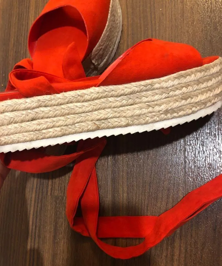 Wild Diva Red Suede Platform Sandals - Image 2