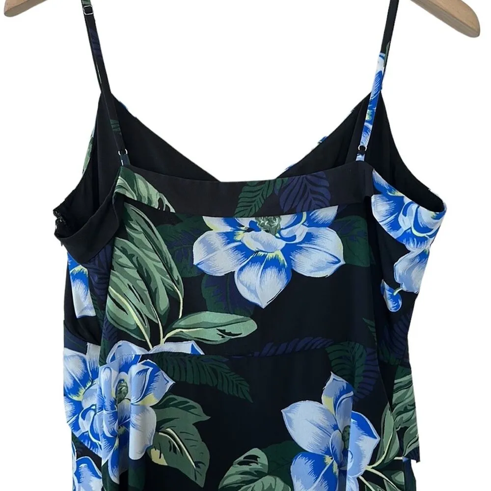 Banana Republic Black Floral Asymmetrical Strappy Faux Wrap Dress Women’s 10 - Image 7