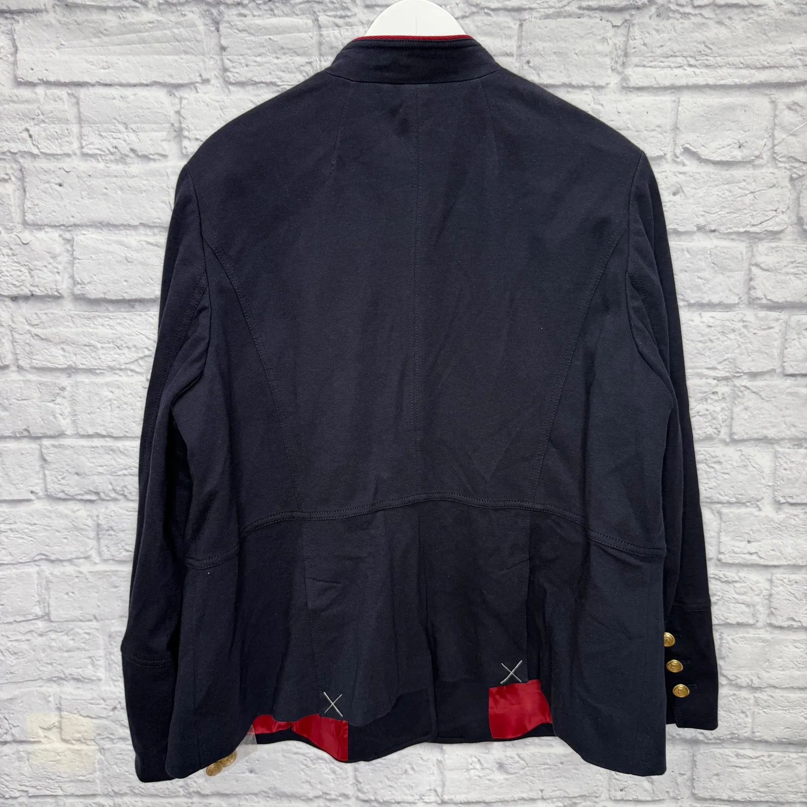 Talbots Womens Military Style Blazer Size 18W New Navy Blue Red Gold Buttons - Image 6
