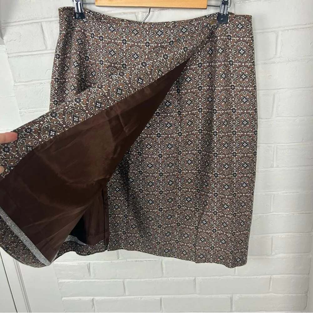Vintage Hunt Club Brown Patterned Wrap Skirt Size 16 - Image 6