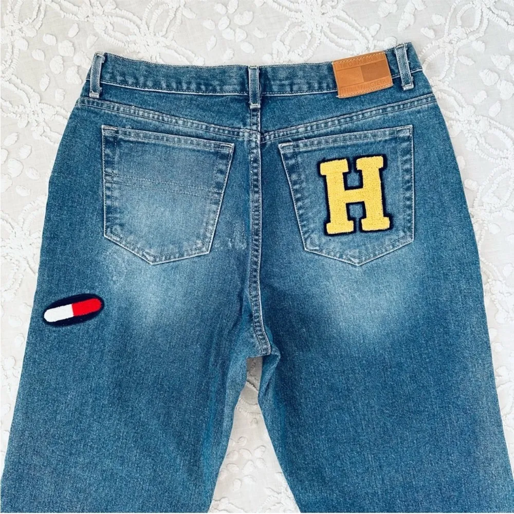 Y2K  Jeans Denim Letterman Patches Embroidered Academia Monogram - Image 10