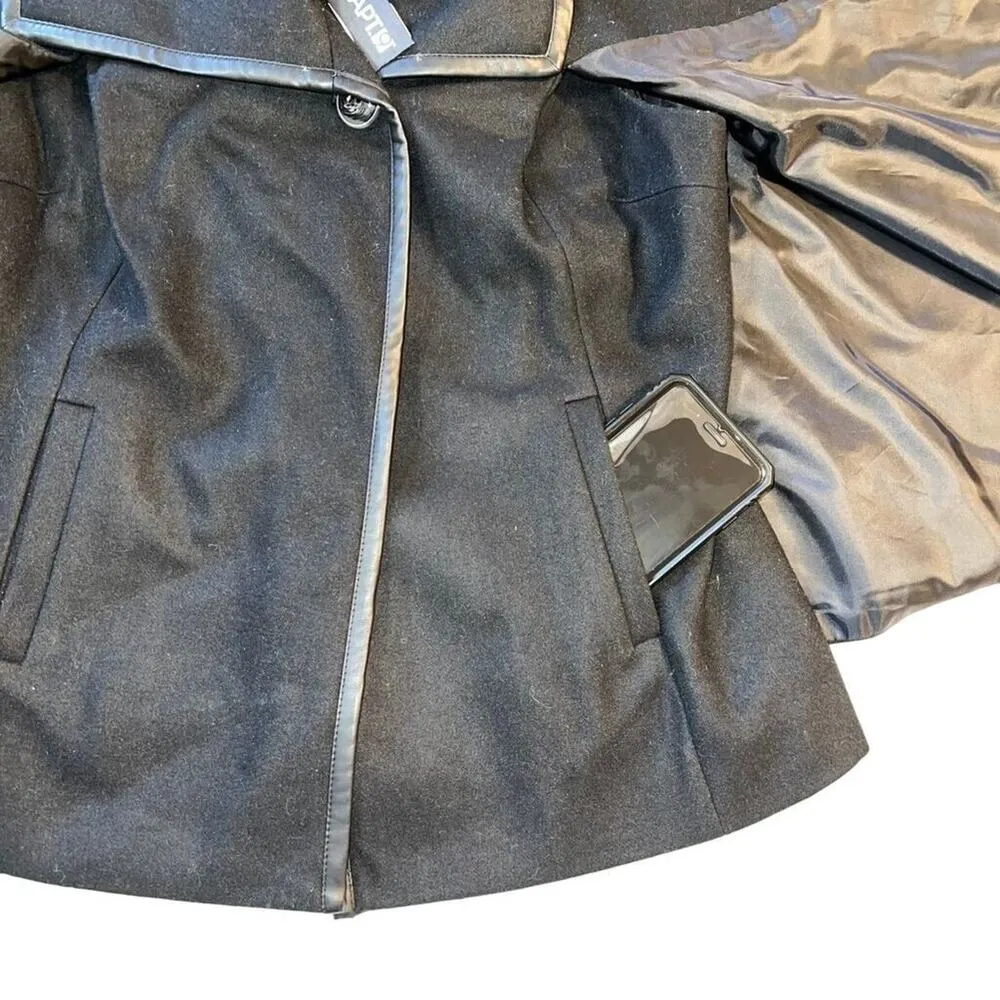 Apt 9 Womens Cape Coat Jacket Wool Blend Elegant Classic Outerwear Black Medium - Image 4