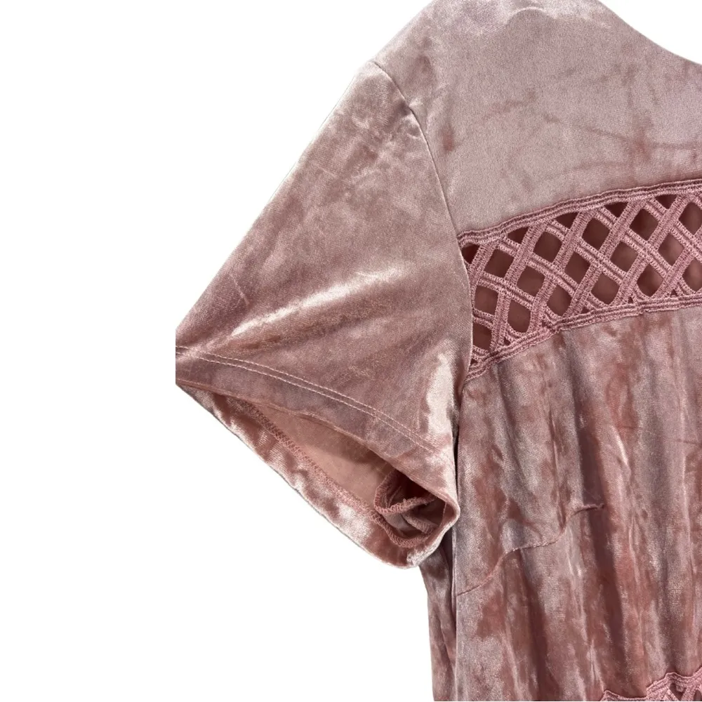 Sangria dusty pink velvet 16W cutout detail dress above the knee boho casual - Image 3