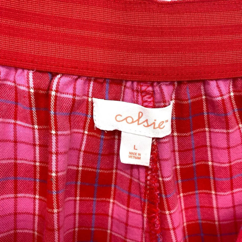 Colsie Pink Plaid Lounge Shorts Size L - Image 3