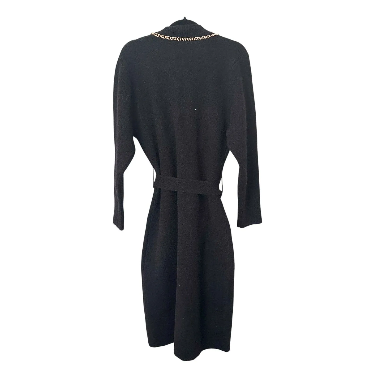 RETROFETE Apollo Cardigan‎ Knit Midi Dress Gold Chain Black Size L - Image 4
