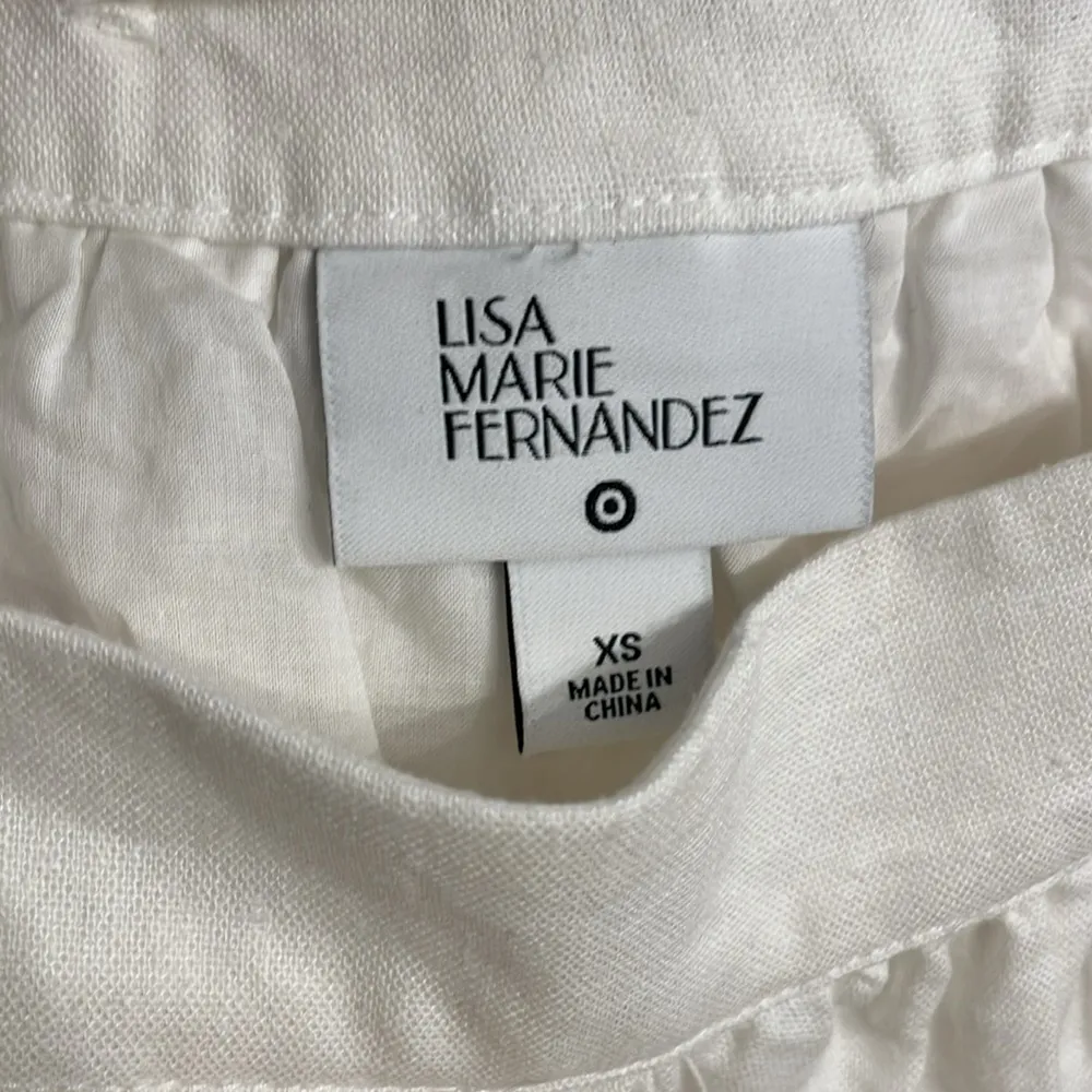 LISA MARIE FERNANDEZ RIC RAC FLARE SLEEVE LINEN DRESS White Size XS - Image 10