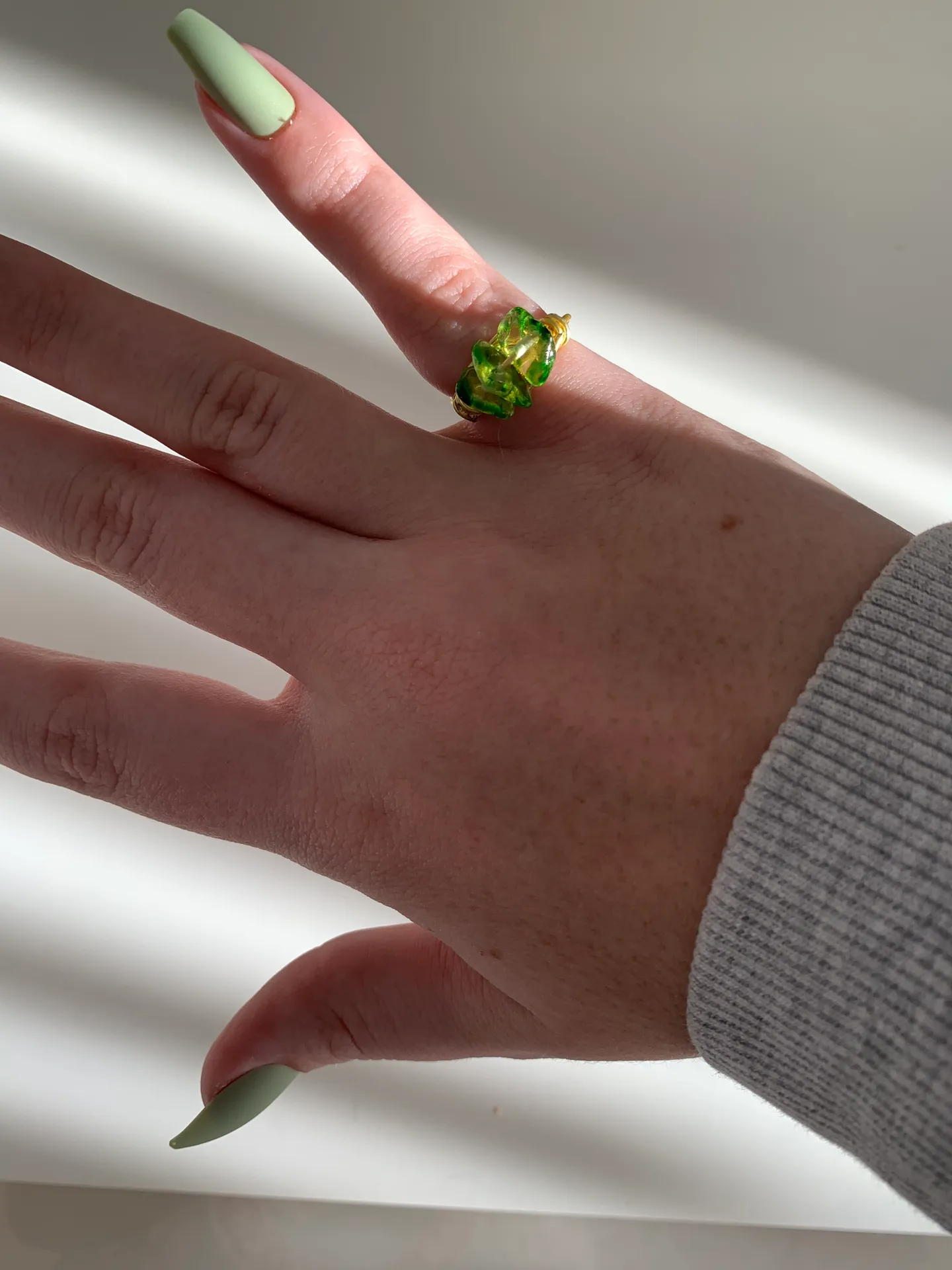 crystal wire ring Green - Image 2