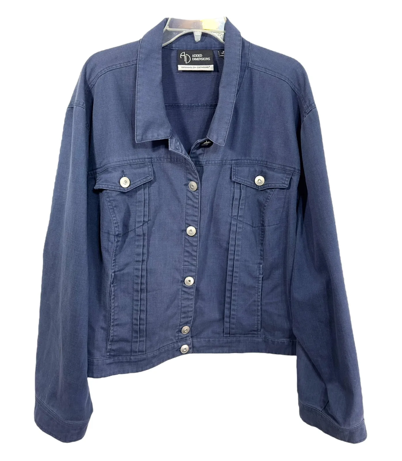 Added Dimensions Catherines Plus Size 5X Denim Jacket 34W 36W Blue Jean 1229 - Image 1