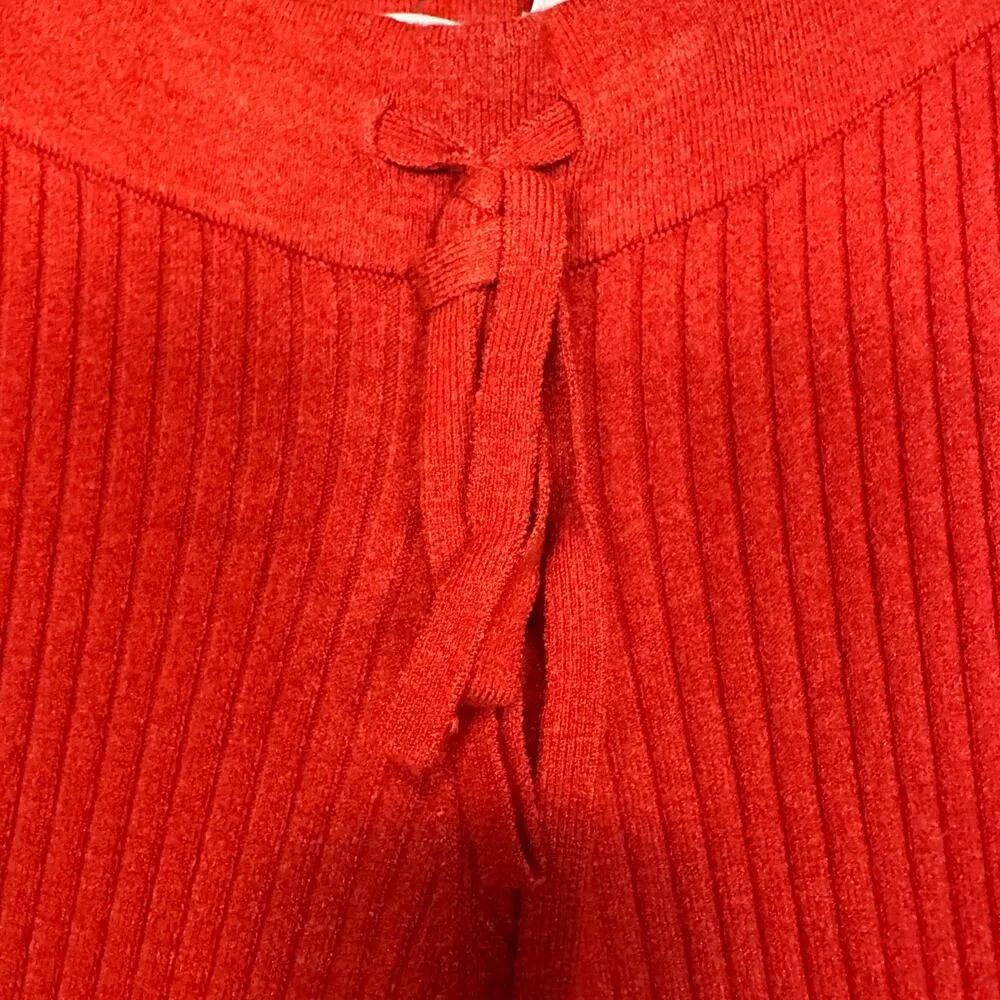 Lovers + Friends Red Ribbed Knit Wide Leg Pants MEDIUM Inca Resort Coverup NEW - Image 9