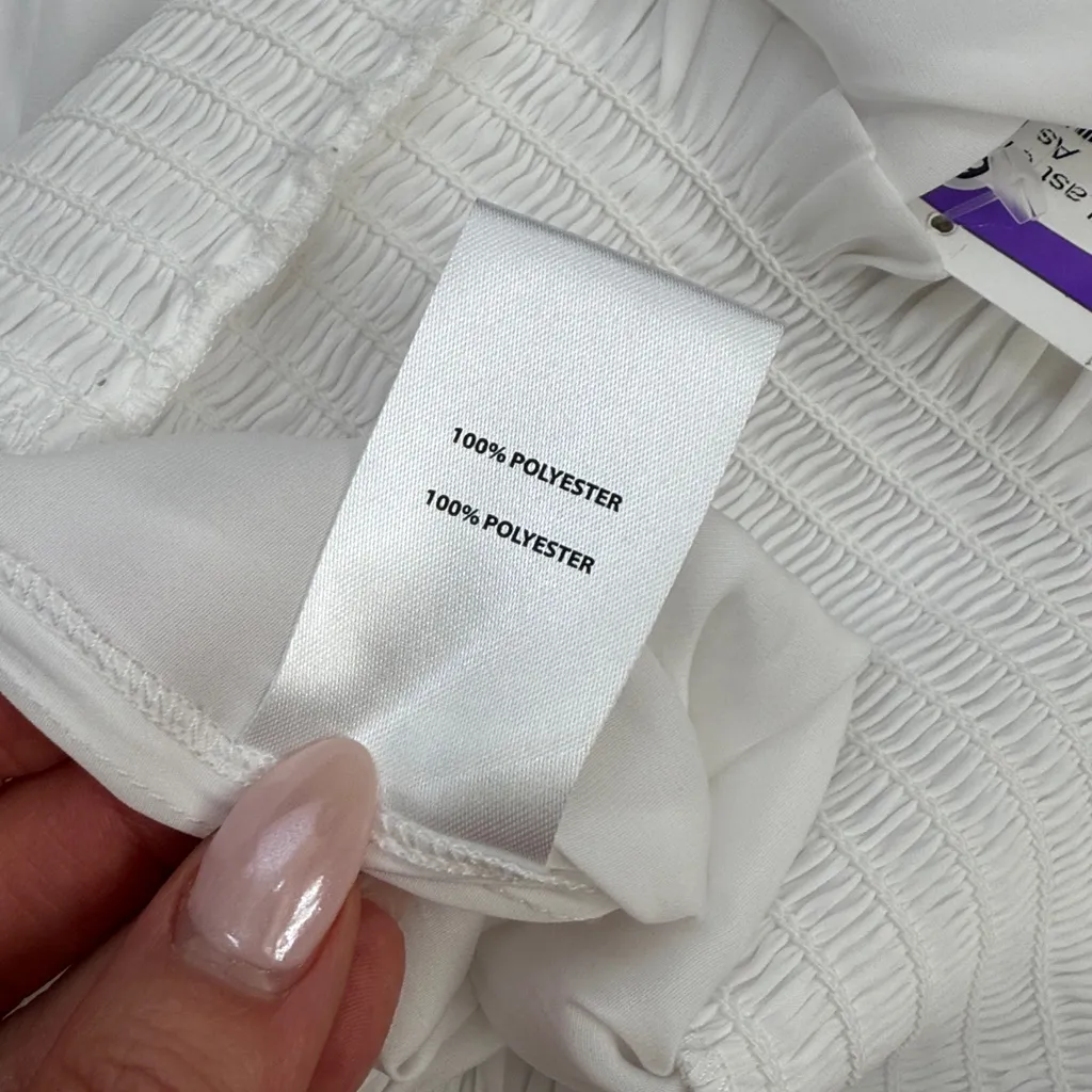 Ramy Brook Elexa White VNeck Blouse Top Smocked Elastic Waist Flutter Sleeves XS - Image 13