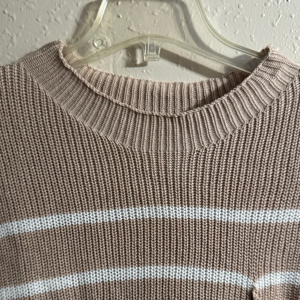 Striped Knit Sleeveless Top Tan Size XL - Image 4