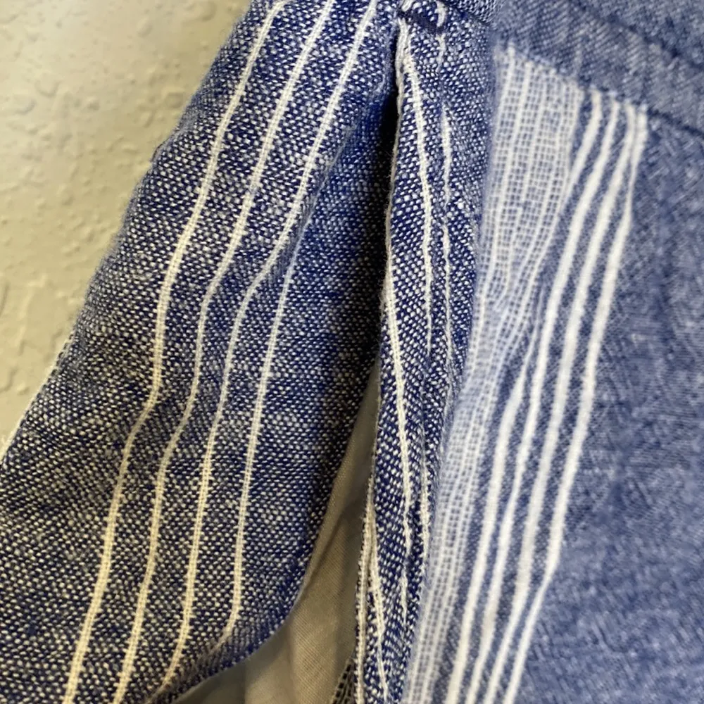 Old Navy Blue & White Striped Casual Linen Blend Wide Leg Joggers EUC Sz M - Image 3